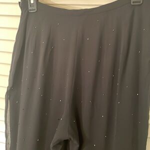 Yves Cossette Depeche Incredible 2Ply Silk Graduated Beading Elegant Pants